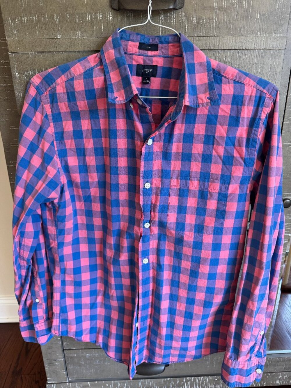 J.Crew Slim Pink Navy Check Long Sleeve Button Down Shirt M